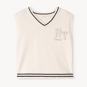 Pull sans manches en tricot et broderie pour fille  