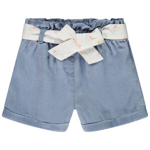 Short en toile avec ceinture à nouer pour bébé fille 