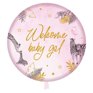 Ballon Aluminium Baby Safari "Welcome Baby Girl" 45cm 