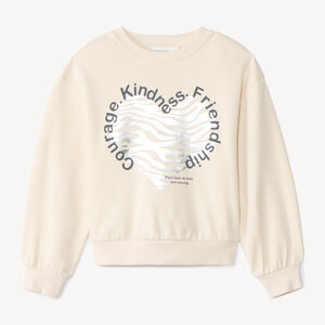 Sweat molleton oversize motif cœur argenté pour fille 