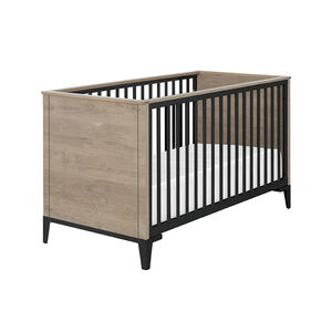 Lit bébé évolutif 70 x 140 cm Chêne & noir 
