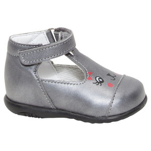 Salomés grises en cuir avec print fantaisie 