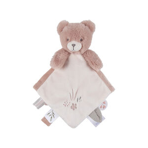 Doudou plat en veloudoux Lily l'ours rose 
