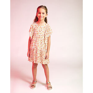 Robe manches courtes volantées imprimé floral pour fille 