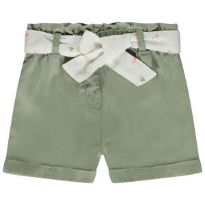 Short en toile avec ceinture à nouer pour bébé fille 