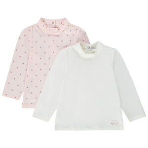 Lot de 2 sous-pulls fantaisie col cheminée pour bébé fille 