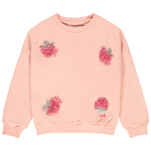 Sweat molleton oversize à motifs effet pétales 3D pour fille 