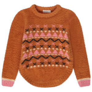 Pull en tricot jacquard effet fourrure pour fille 