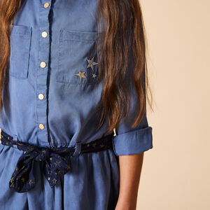 Robe chemise manches longues et ceinturée pour fille 