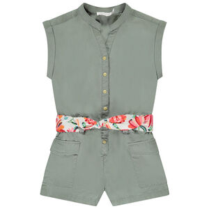 Combishort sans manches avec ceinture imprimée pour fille 