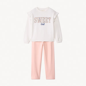 Ensemble jogging à broderie fleurie pour fille 