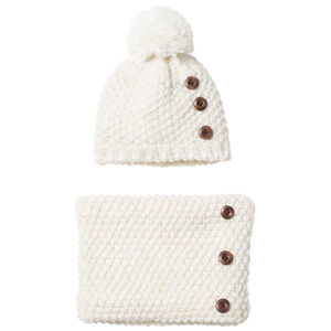 Ensemble bonnet et snood en tricot doublés sherpa pou enfant fille 