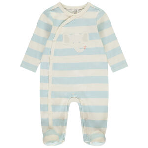 Dors-bien rayé à patch éléphant pour bébé garçon 