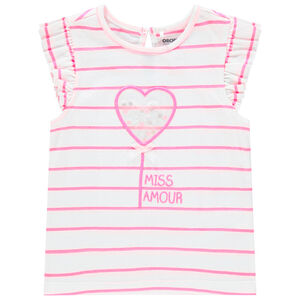 T-shirt manches courtes rayé à motif fantaisie ludique 