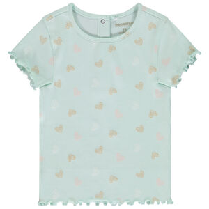 T-shirt manches courtes côtelé et imprimé pour bébé fille 