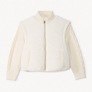 Doudoune et toile et tricot à col montant pour fille  