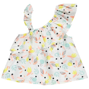 Tunique asymétrique imprimé feuilles pour fille 