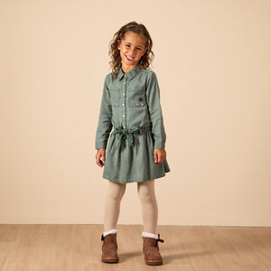 Robe manches longues style chemise avec ceinture pour fille 